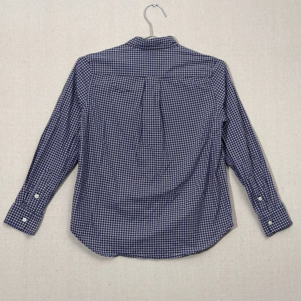 Ralph Lauren Button Up Boys Medium 10-12 Blue Plaid Shirt Long Sleeve Cotton